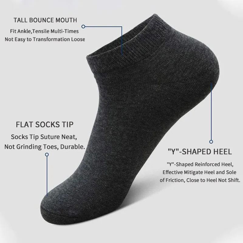 5 Pairs Unisex Casual Plain Co - Ankle Sock Low Cut avis et prix