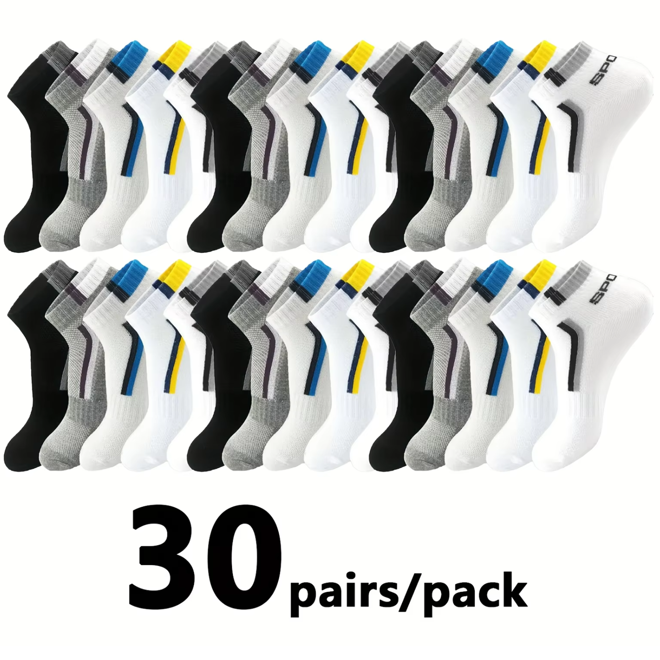 30Pairs Men's Mesh Breathable  - Ankle Sock Low Cut avis et prix