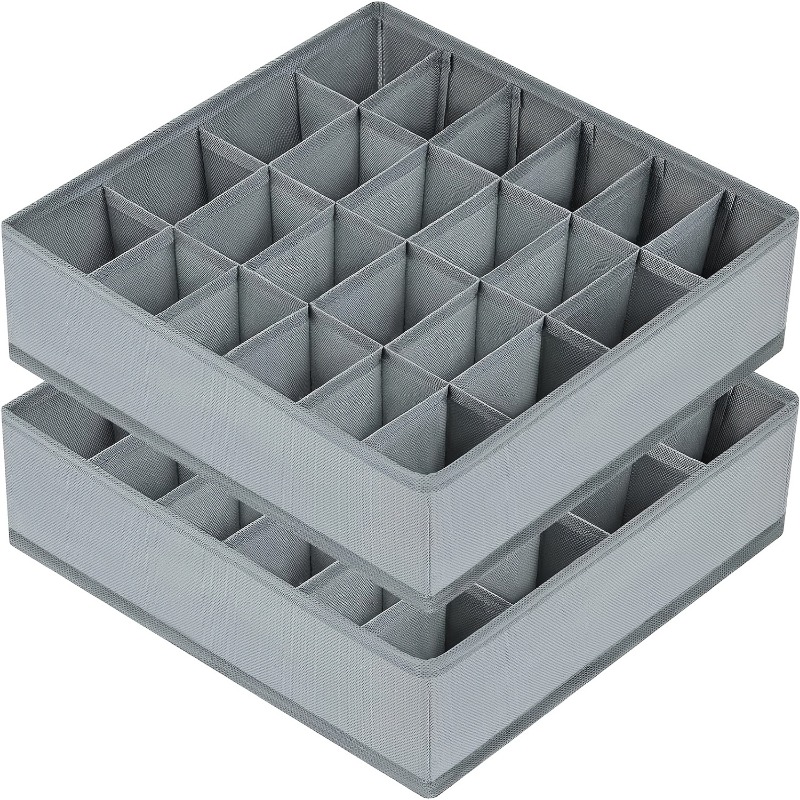 2Pcs 24-Compartment Fabric Soc - Sock Organizer Tray avis et prix