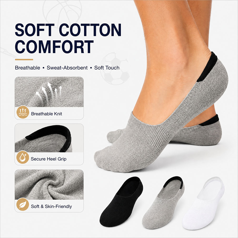 6 Pairs Unisex Cotton No Show  - Invisibility Sock Loafer avis et prix