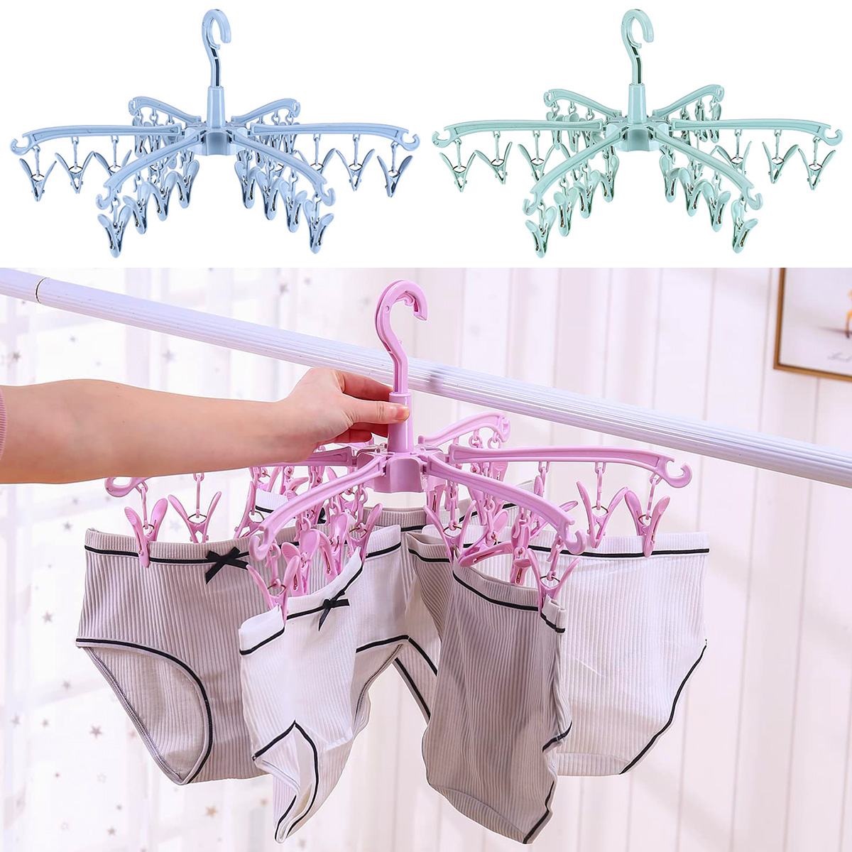 24 Clips Folding Clothes Dryer - Sock Organizer Tray avis et prix