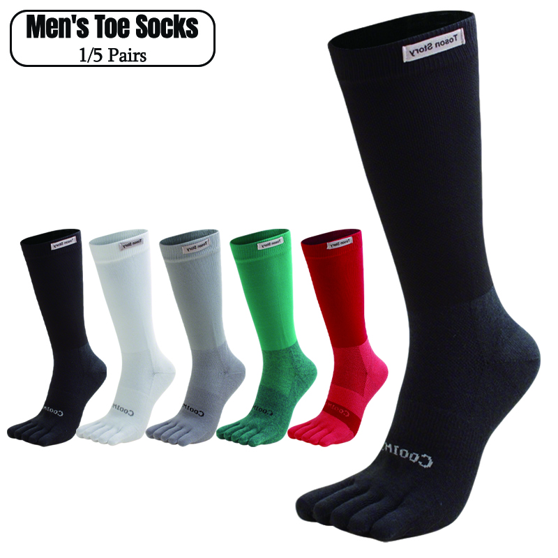 1/5 Pairs Men's High Crew Five - Toe Sock Split avis et prix