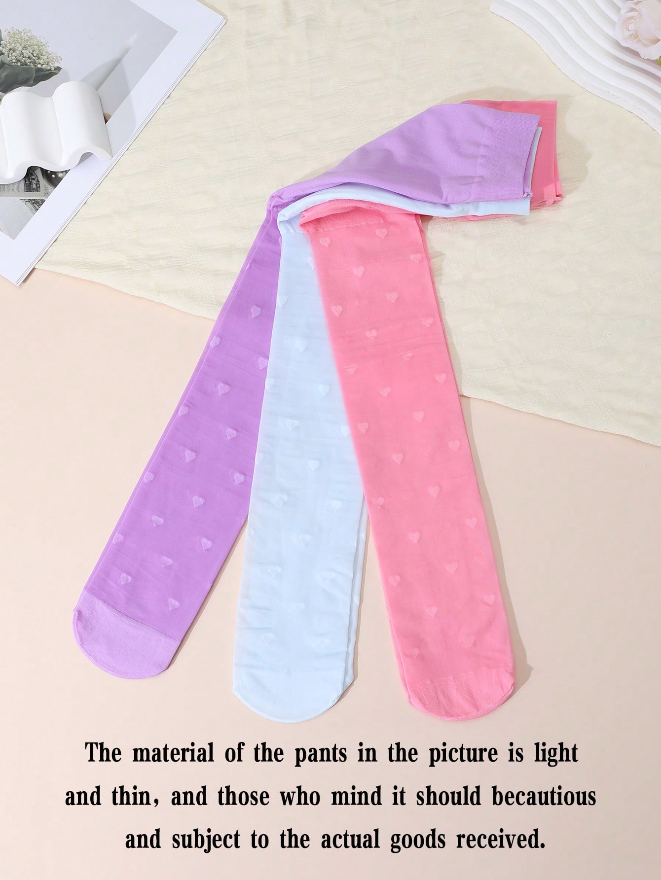 3Pcs Girls Heart Print Tights  - Tights Pantyhose Sheer avis et prix