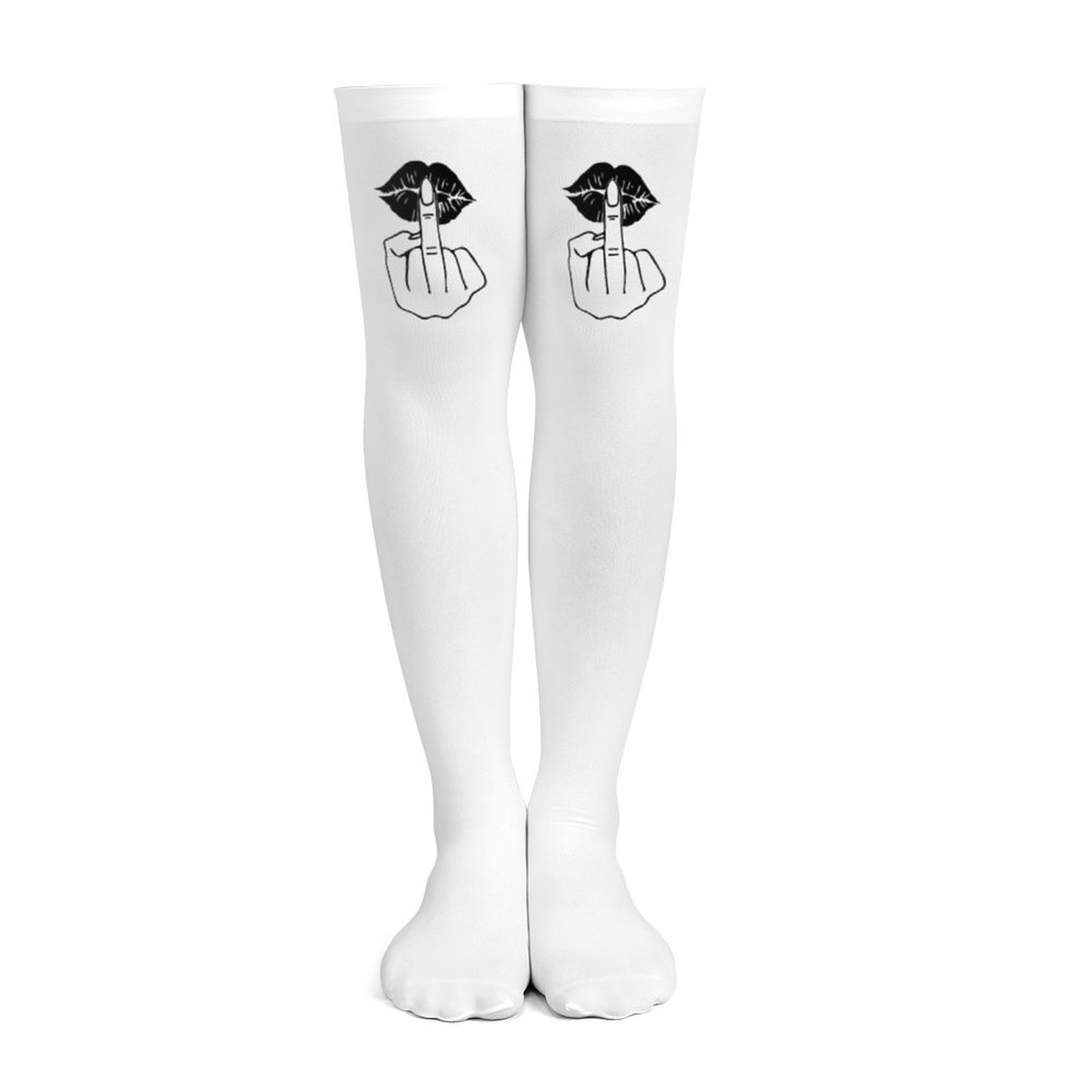 Ladies' white middle finger, r - Knee High Sock Women avis et prix