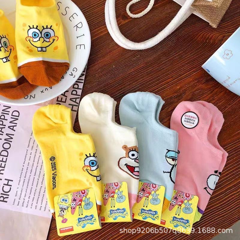 4PCS Hot Cute SpongeBob Square - Invisibility Sock Loafer avis et prix