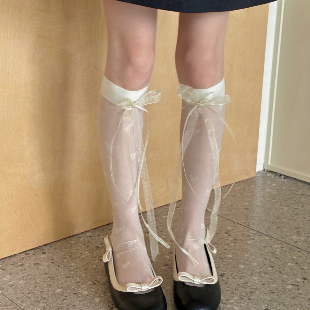Sweet Bow Lace Sunscreen Calf  - Silk Sock Bamboo avis et prix