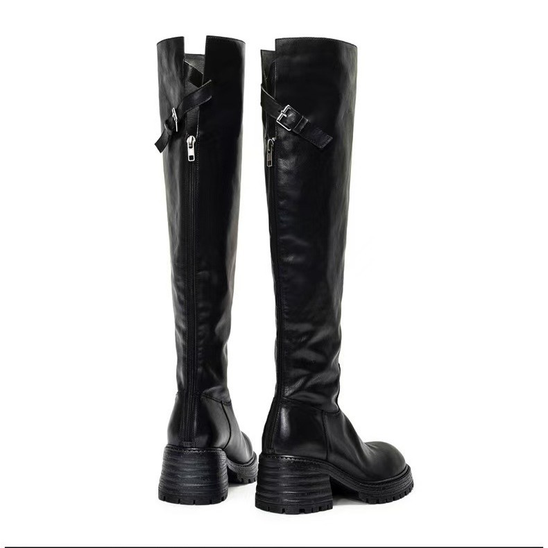 Coarse heeled high heeled boot - Knee High Sock Women avis et prix