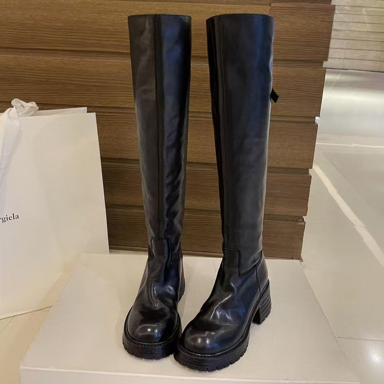 Coarse heeled high heeled boot - Knee High Sock Women avis et prix