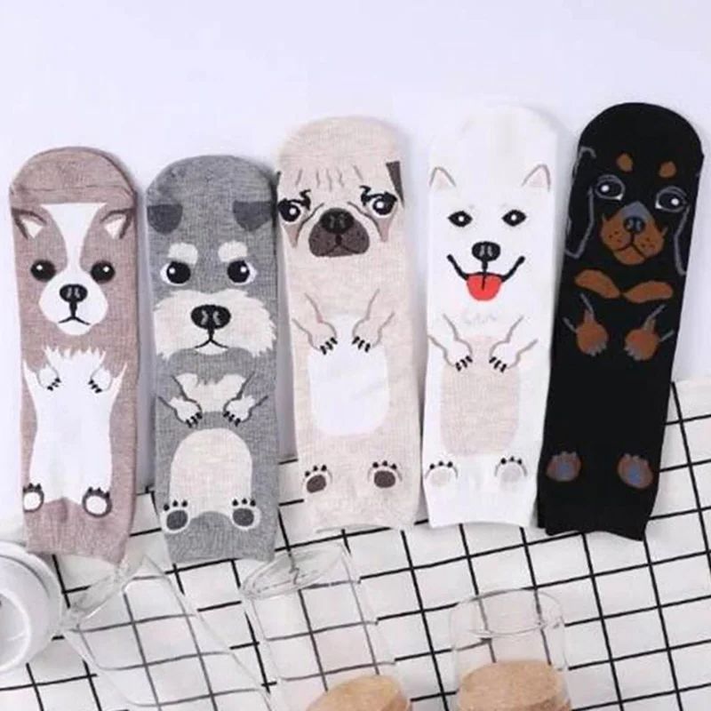 5 Pairs/pack Funny Cartoon Dog - Cotton Crew Sock Pack avis et prix