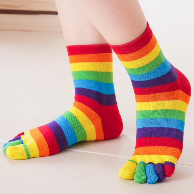 Women's Socks Rainbow Striped  - Toe Sock Split avis et prix