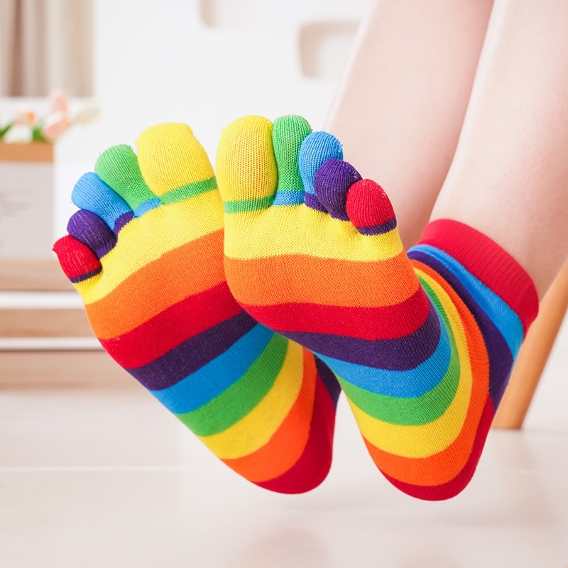 Women's Socks Rainbow Striped  - Toe Sock Split avis et prix
