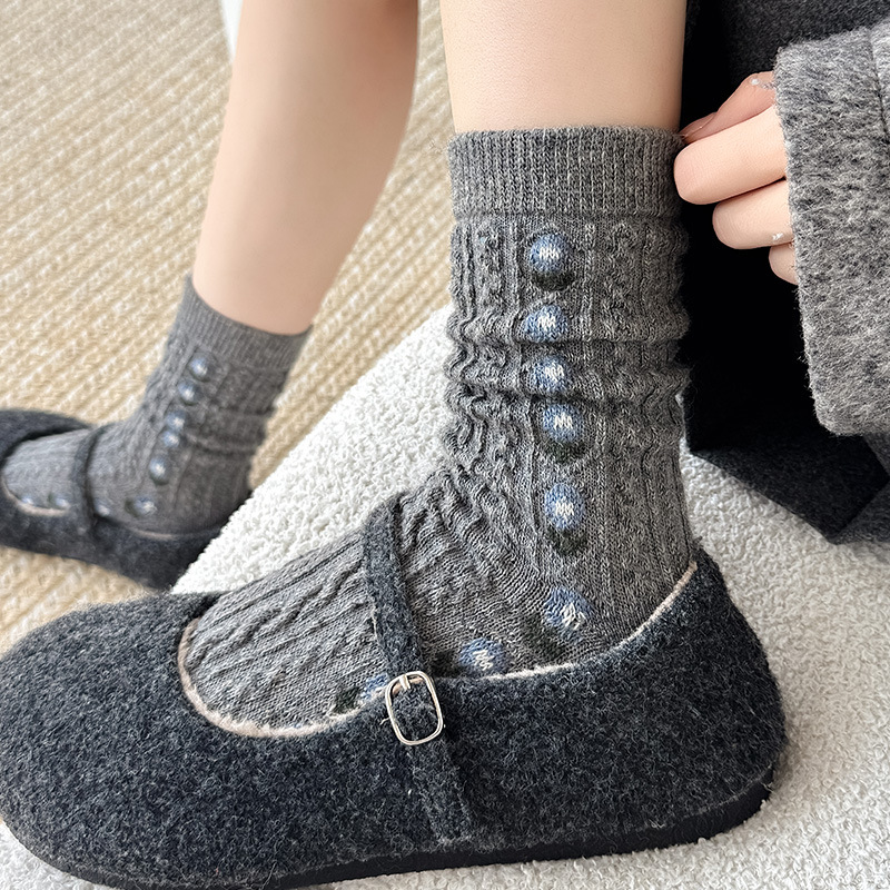 Korean Sweet Floral Wool Mid-C - Boot Sock Slouchy avis et prix