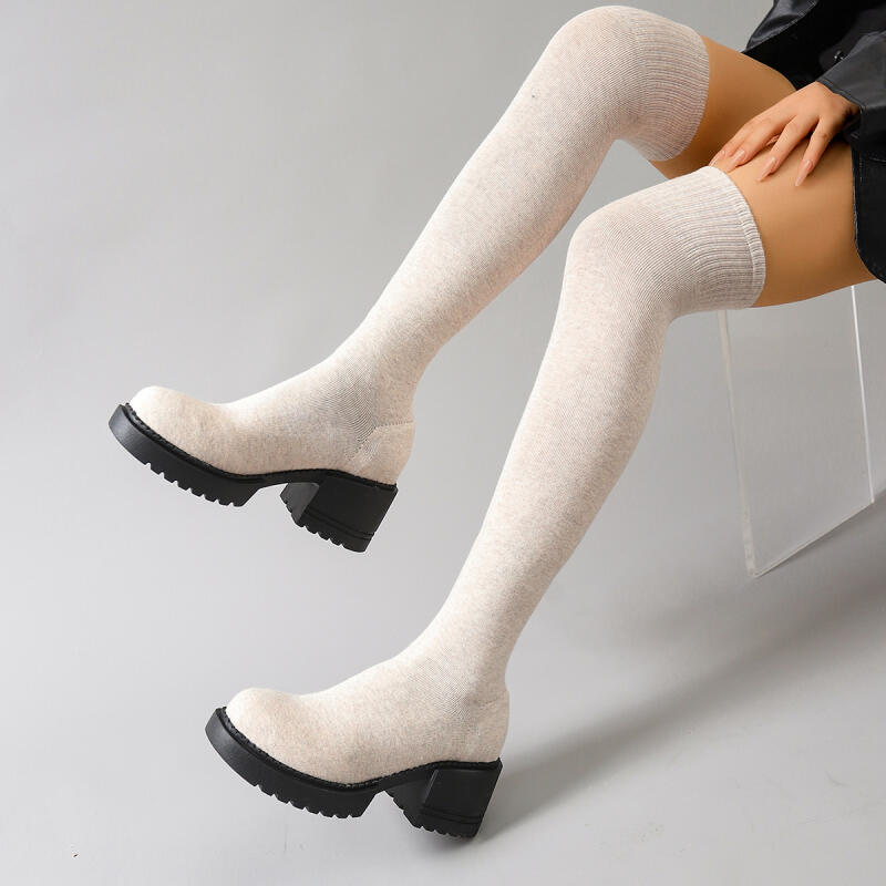 Chunky Platform Over The Knee  - Knee High Sock Women avis et prix