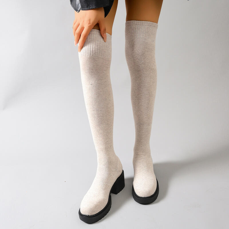 Chunky Platform Over The Knee  - Knee High Sock Women avis et prix
