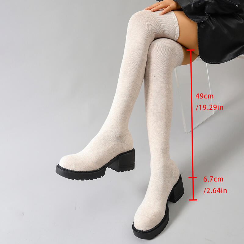 Chunky Platform Over The Knee  - Knee High Sock Women avis et prix