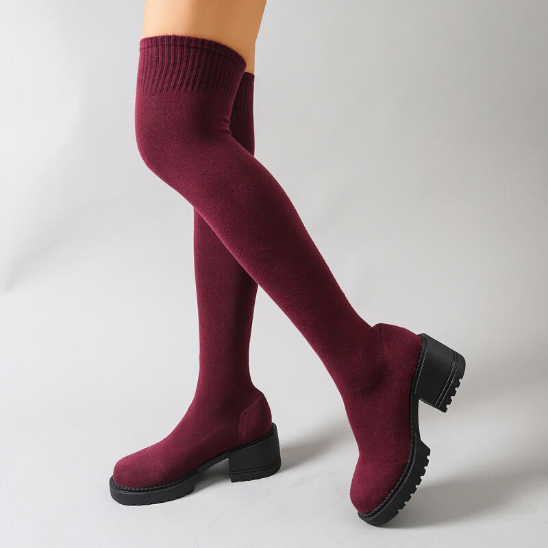 Chunky Platform Over The Knee  - Knee High Sock Women avis et prix