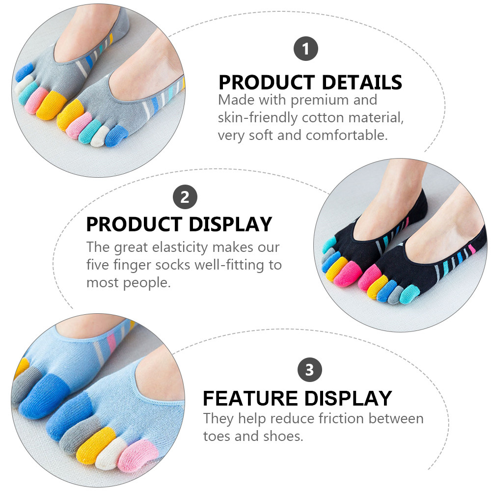 5Pairs Women Finger Toe Socks  - Invisibility Sock Loafer avis et prix